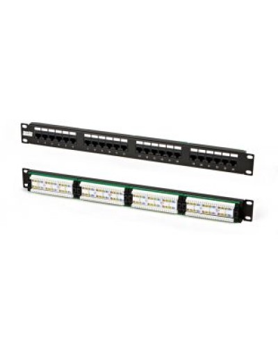 Патч-панель высокой плотности 19, 0.5U, 24 порта RJ-45, категория 5e, Dual IDC Hyperline PPHD-19-24-8P8C-C5e-110D в Иваново Патч панель Pintop.ru