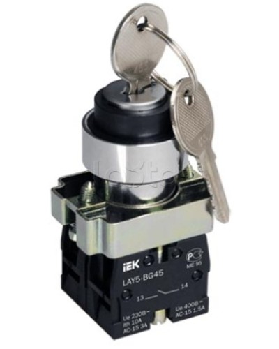 Переключатель LAY5-BG45 на 2 положения с ключом без фиксации IEK BSW80-BG-2-K02 в Иваново Аксессуары для стоек и шкафов Pintop.ru