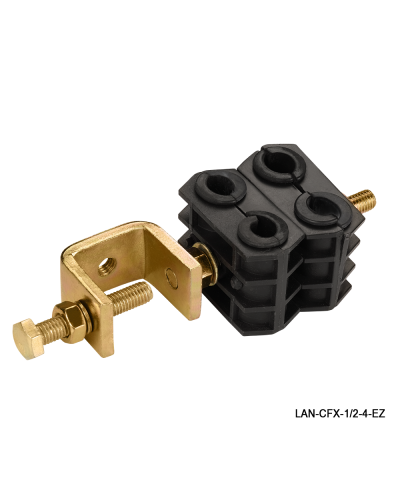 Комплект крепления для 4-х коаксиальных кабелей диаметром 3/8-1/2, со струбциной LANMASTER LAN-CFX-1/2-4-EZ в Иваново Аксессуары для стоек и шкафов Pintop.ru