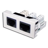 Вставка Mosaic 22.5x45 2xRJ45 Cat.5e, белая LANMASTER (LAN-WA-LP-2x45/5E-WH)