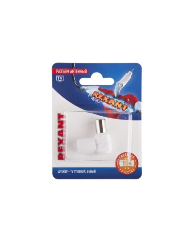 Разъем антенный, штекер TV угловой, RG-6, белый, 1 шт, REXANT 06-0014-A в Иваново Коннекторы и разъемы Pintop.ru