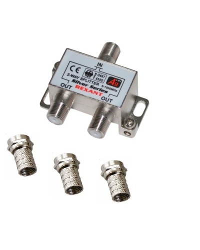 Делитель телевизионный ТВх2 + 3шт. F BOX 5-1000 МГц Silver (10шт/уп) REXANT 05-6101 в Иваново Системы видеонаблюдения Pintop.ru