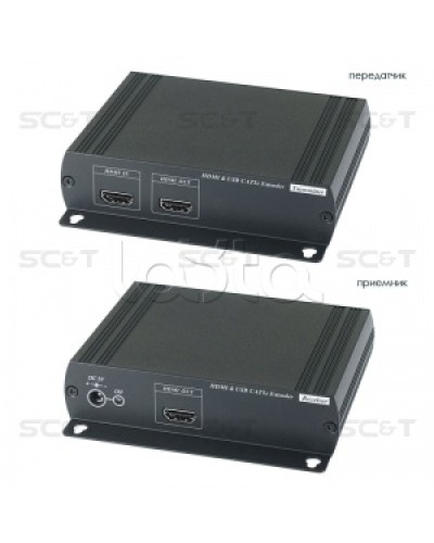 Удлинитель HDMI KVM (комплект приёмник + передатчик) по Ethernet до 120м (CAT5e) SC&T HKM01E в Иваново Видеоусилители, Модуляторы, Делители Pintop.ru
