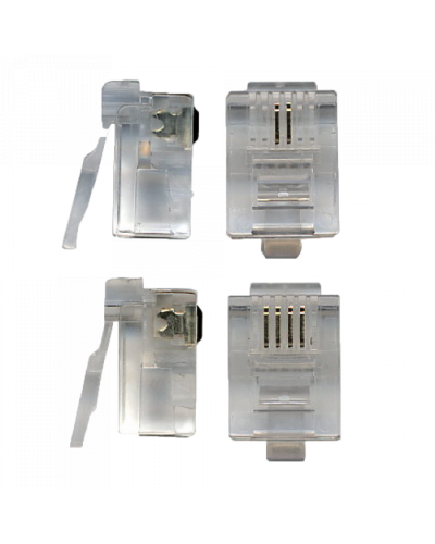 Коннектор RJ12 д/кабеля 4-ех контактный, 100 шт. TWT (TWT-PL12-6P4C/100) в Иваново Коннекторы и разъемы Pintop.ru