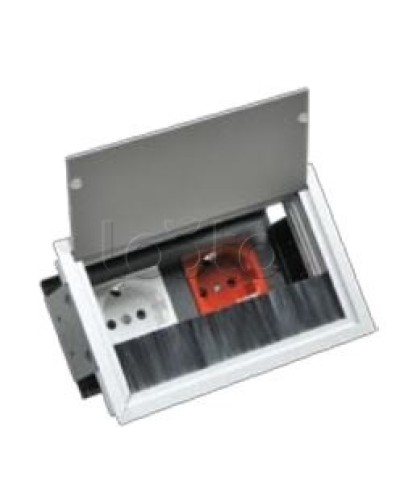 Люк настольный встраиваемый на 2 модуля (45х45мм) с крышкой, алюминий IP20 Экопласт 70042 в Иваново Системы лючков и колонн Pintop.ru