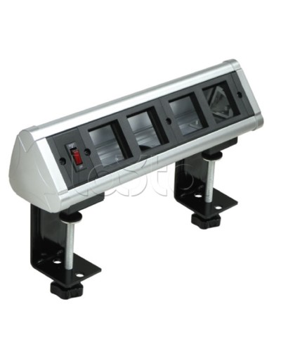 Блок настольный с выключателем нагрузки на 4 модуля (45х45мм) на струбцинах (алюминий) Экопласт 70314 в Иваново Аксессуары для кабель-канала Pintop.ru