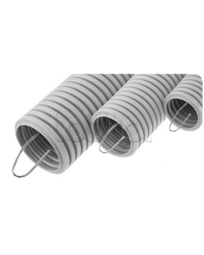 NR063 Усиленная двустен. труба ПНД гибкая, тип 750, SN29, с зондом, D63мм (50м) цвет красный Экопласт (821063) в Иваново Труба гофрированная Pintop.ru