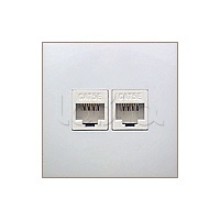 Накладка с суппортом розетки компьютерной и телефонной на 2 входа БЕЗ разъема LK60 Экопласт (866204-0)