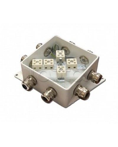 Коробка монтажная огнестойкая Гефест КМ-О (10к)-IP66-120х120, семь вводов в Иваново Распределительные коробки Pintop.ru