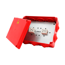 Коробка распределительная огнестойкая КРОПС-П5, IP54, габаритные размеры 190х140х70 мм, для кабелей сечением до 4 мм2, 4 клеммы КМ-Профиль (FRJB-KM-P5-4-04-КРОПС-IP54)