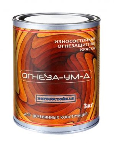 Краска огнезащитная вспучивающаясядля древесины Огнеза марки «ОГНЕЗА-УМ-Д» атмосферостойкая, ведро 3 кг., цвет серый в Иваново Огнезащитные краски Pintop.ru