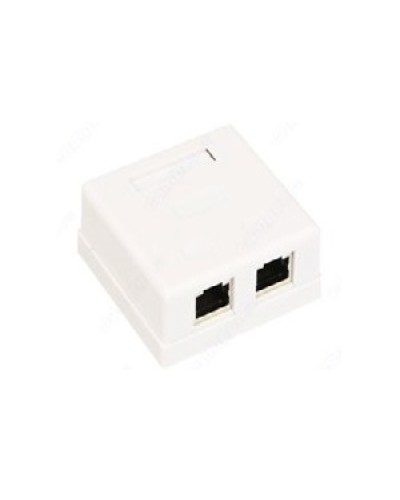 Розетка компьютерная RJ-45 (8P8C), категория 5e, двойная, внешняя (настенная), Dual IDC, экранированная, белая в Иваново Розетки компьютерные и телефонные Pintop.ru
