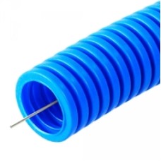 Труба гофрированная ПП тяжёлая 750 Н безгалогенная (HF) синяя с/з д25 (50м/2600м уп/пал) Промрукав (PR02.0057)
