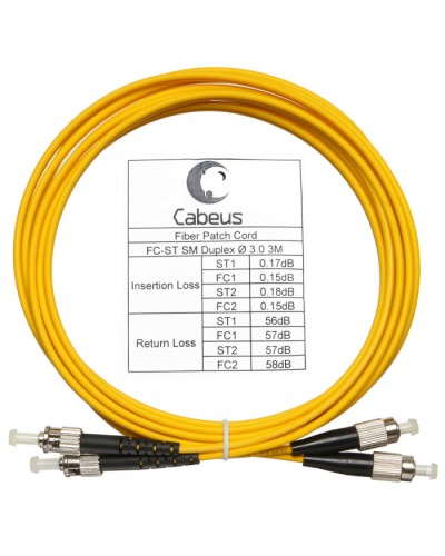 Шнур оптический duplex FC-ST 9/125 sm 3м LSZH Cabeus FOP(d)-9-FC-ST-3m в Иваново Патч-корды оптические Pintop.ru