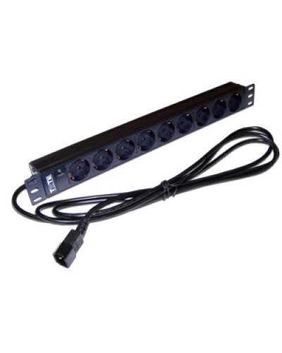 Блок розеток 19 9 шт. без выключателя, 10A 250V, шнур питания с вилкой C14, 3.0 м TWT TWT-PDU19-10A9P4-3.0 в Иваново Блоки розеток Pintop.ru