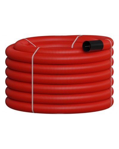 NR090 Двустенная труб.а ПНД гибкая, тип 450, SN12, с зондом, D90мм (20м) цвет красный Экопласт 801090-20 в Иваново Гладкая труба Pintop.ru