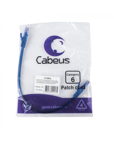 Патч-корд U/UTP, кат. 6, 2xRJ45/8p8c, неэкран, синий, LSZH, 0.3м Cabeus (PC-UTP-RJ45-Cat.6-0.3m-BL-LSZH) в Иваново Патчкорды (медные) Pintop.ru