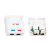 Розетка RJ45 2 порта, кат.5e белая NIKOMAX (NMC-WO2SD2-FT-ST-WT)