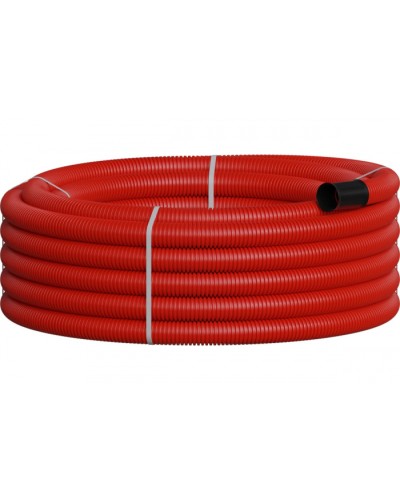 NR063 Двустенная труб.а ПНД гибкая, тип 450, SN18, с зондом, D63мм (20м) цвет красный Экопласт 801063-20 в Иваново Гладкая труба Pintop.ru