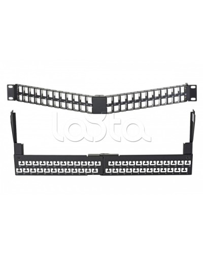 Коммутационная угловая панель 19” наборная, FTP, 1U, 48 портов, черный Eurolan (27A-00-48-01BL) в Иваново Патч панель Pintop.ru