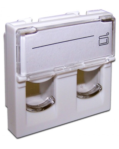 Вставка 45x45 на 2 модуля, со шторкой и увеличенным окном маркировки, белая LANMASTER (LAN-SIP-24L-WH) в Иваново Коннекторы и разъемы Pintop.ru