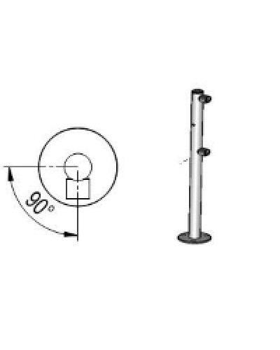 Стойка ограждения с отверстием под фиксатор L-образная, 2 муфты справа Oxgard Стойка ограждения с отверстием под фиксатор L-образная, 2 муфты справа (ВЗР 1996.09.62) в Иваново Ограждения Pintop.ru